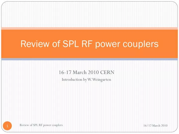review of spl rf power couplers