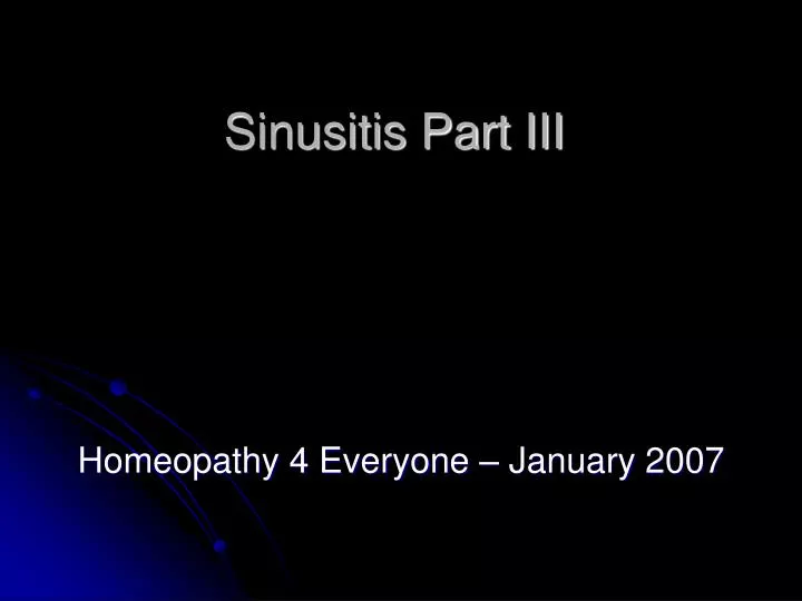 sinusitis part iii