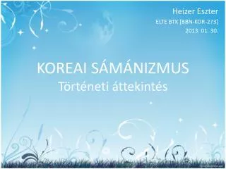 koreai s m nizmus t rt neti ttekint s