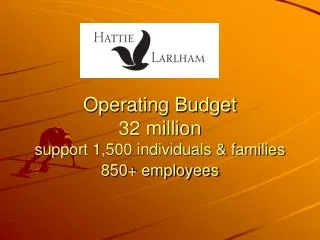 Operating Budget 32 million support 1,500 individuals &amp; families 850+ employees