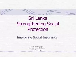 Sri Lanka Strengthening Social Protection