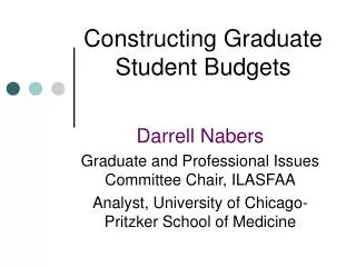 Constructing Graduate Student Budgets