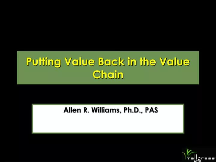 putting value back in the value chain