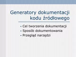 generatory dokumentacji kodu r d owego