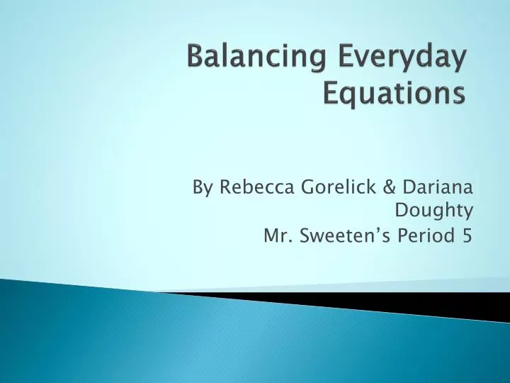 balancing everyday equations