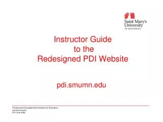 Instructor Guide to the Redesigned PDI Website