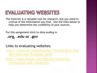 Evaluating Websites