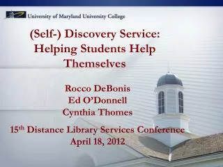 (Self-) Discovery Service: Helping Students Help Themselves