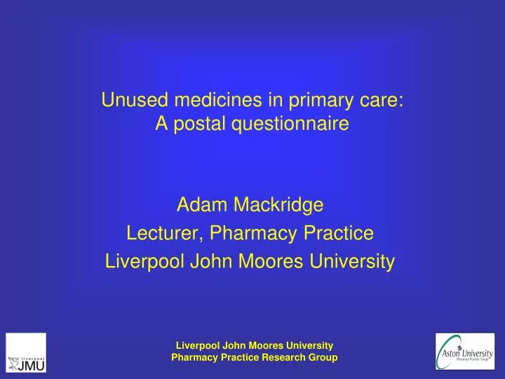 unused medicines in primary care a postal questionnaire