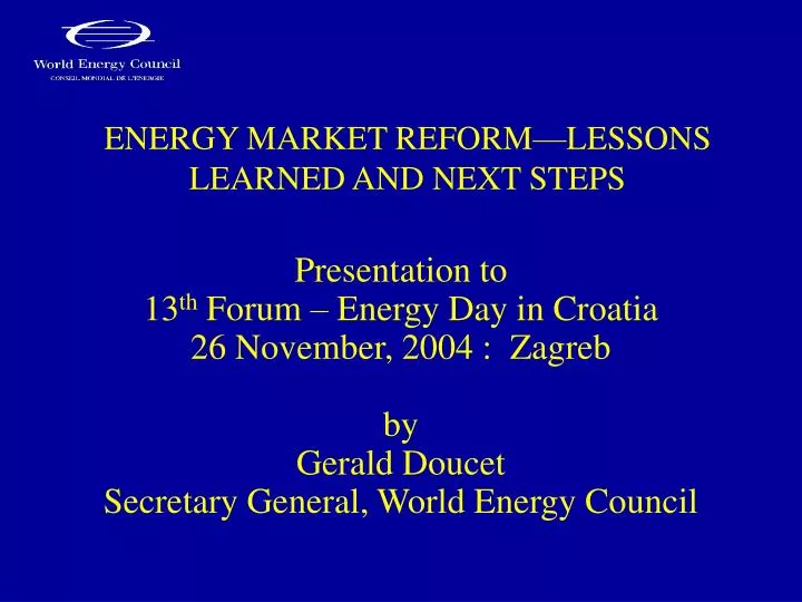 energy market reform lessons learned and next steps