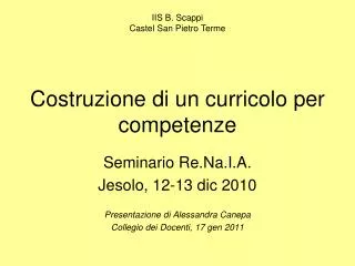 costruzione di un curricolo per competenze