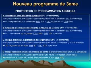 nouveau programme de 3 me
