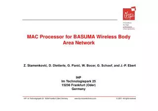 MAC Processor for BASUMA Wireless Body Area Network