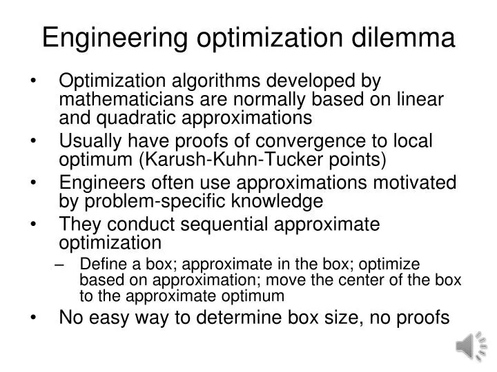 engineering optimization dilemma