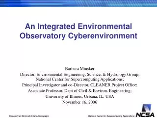 An Integrated Environmental Observatory Cyberenvironment