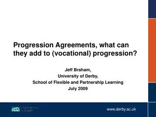 Progression Agreements, what can they add to (vocational) progression?