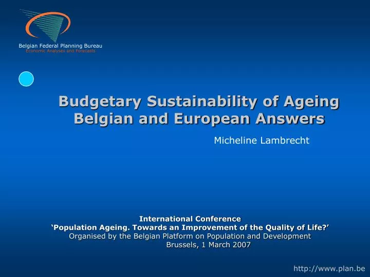 budgetary sustainability of ageing belgian and european answers