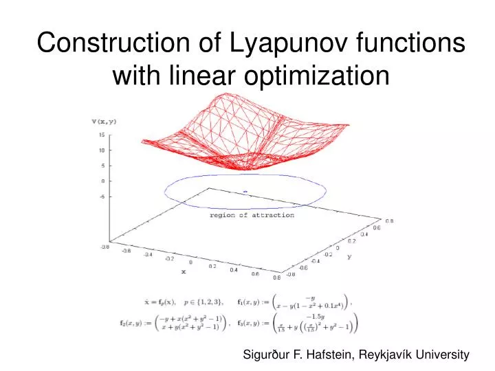 construction of lyapunov functions with linear optimization