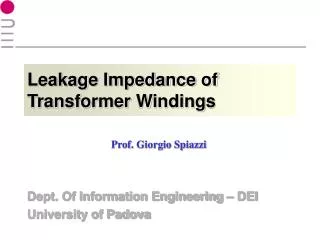 Leakage Impedance of Transformer Windings