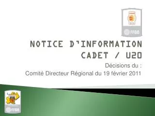 notice d information cadet u20