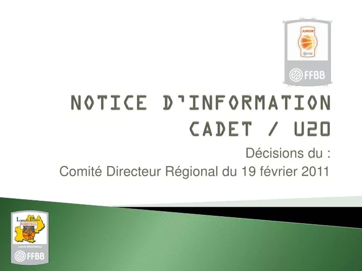 notice d information cadet u20