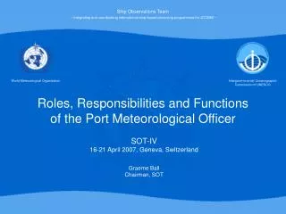 Roles, Responsibilities and Functions of the Port Meteorological Officer