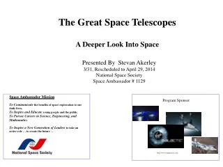 The Great Space Telescopes A Deeper Look Into Space