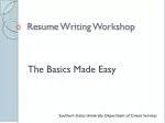 Resume Writing Workshop - slide 1