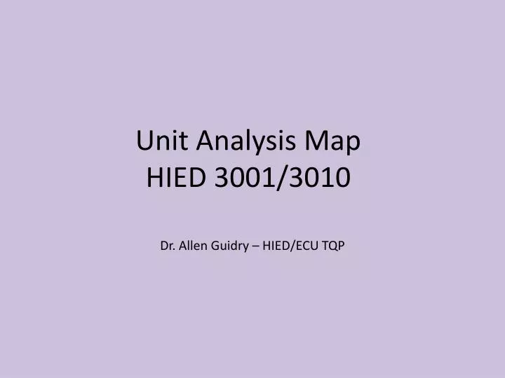 unit analysis map hied 3001 3010