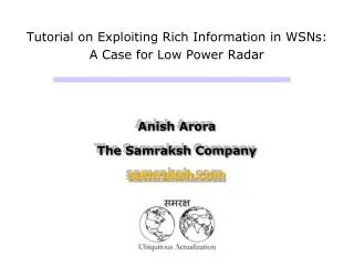 Tutorial on Exploiting Rich Information in WSNs: A Case for Low Power Radar