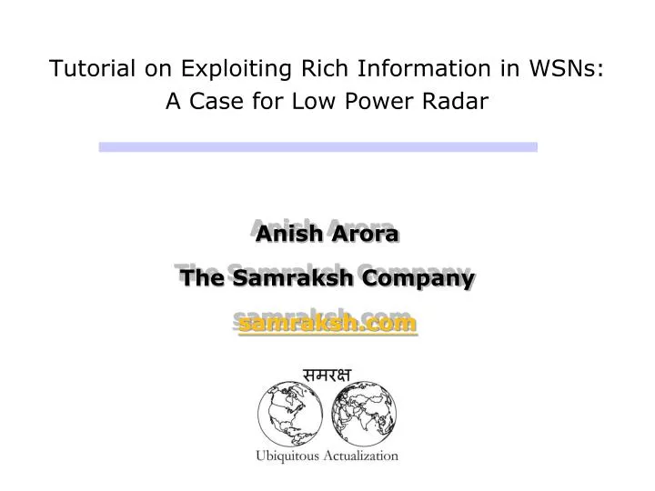 tutorial on exploiting rich information in wsns a case for low power radar