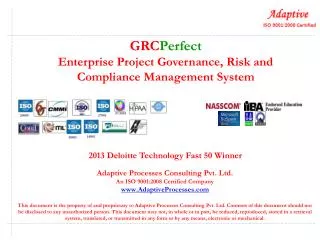 GRC Perfect Enterprise Project Governance, Risk and Compliance Management System