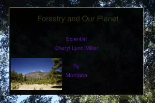 Forestry and Our Planet