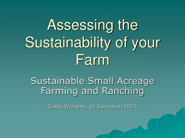 assessing the sustainability of your farm