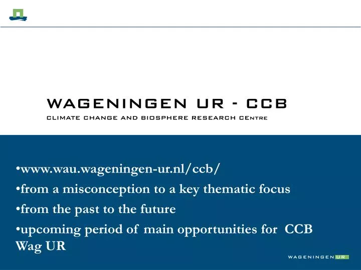 wageningen ur ccb climate change and biosphere research centre