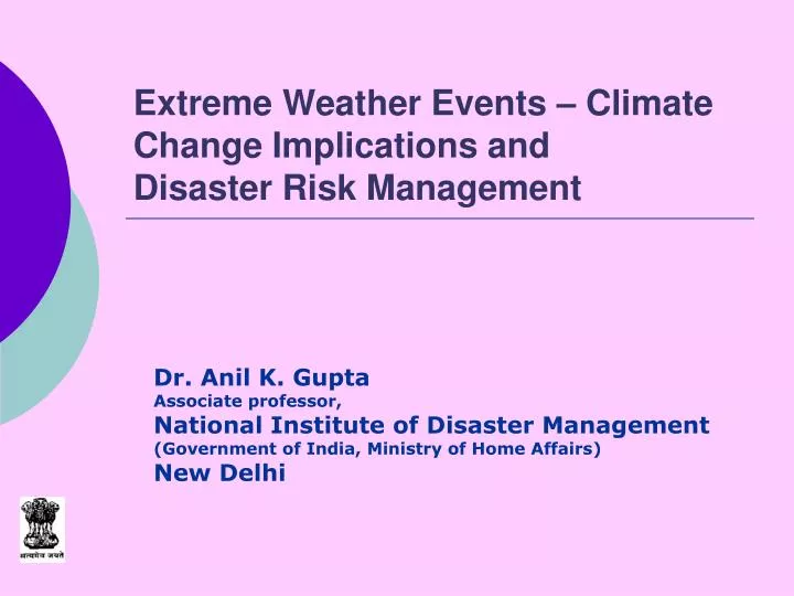 extreme weather events climate change implications and disaster risk management