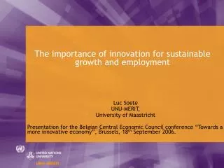 The importance of innovation for sustainable growth and employment