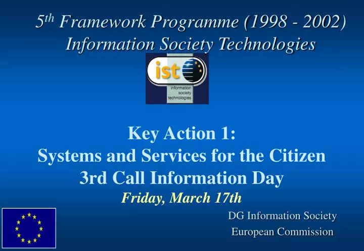 5 th framework programme 1998 2002 information society technologies