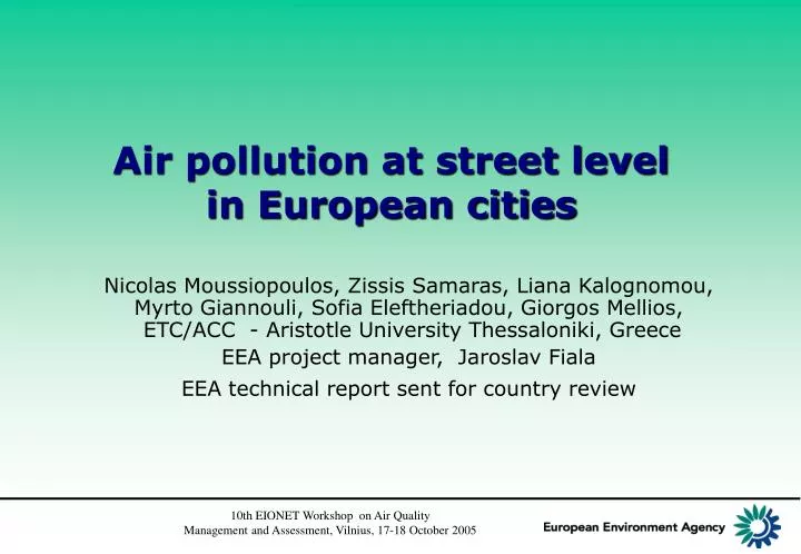 air pollution at street level in european cities