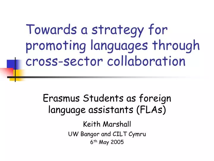 towards a strategy for promoting languages through cross sector collaboration