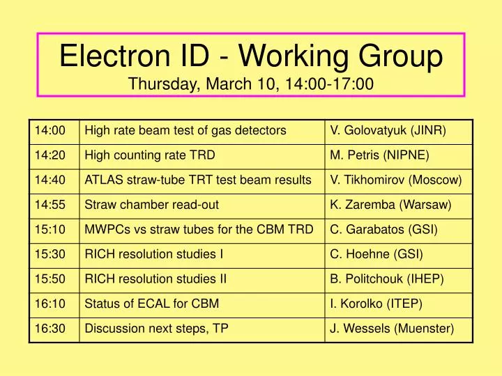electron id working group thursday march 10 14 00 17 00