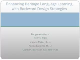 enhancing heritage language learning with backward design strategies