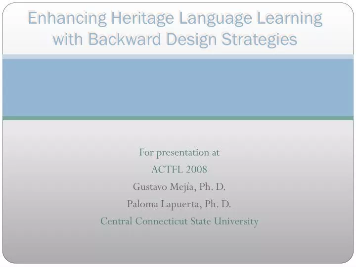 enhancing heritage language learning with backward design strategies