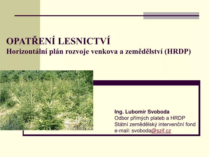 opat en lesnictv horizont ln pl n rozvoje venkova a zem d lstv hrdp