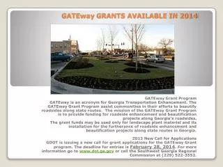 GATEway GRANTS AVAILABLE IN 2014 !
