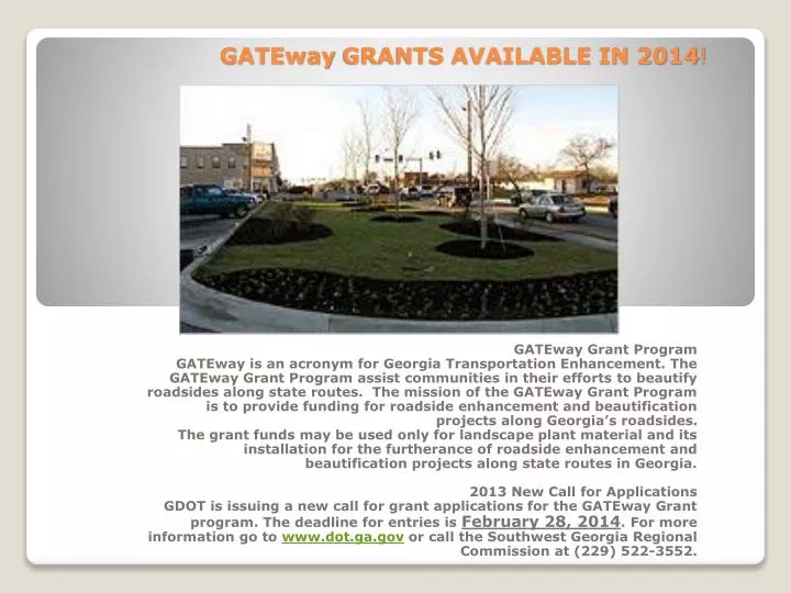 gateway grants available in 2014
