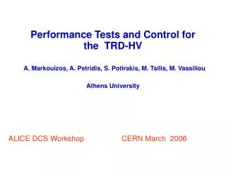 ALICE DCS Workshop CERN March 2006