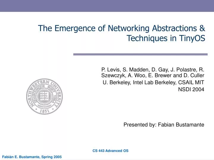 the emergence of networking abstractions techniques in tinyos