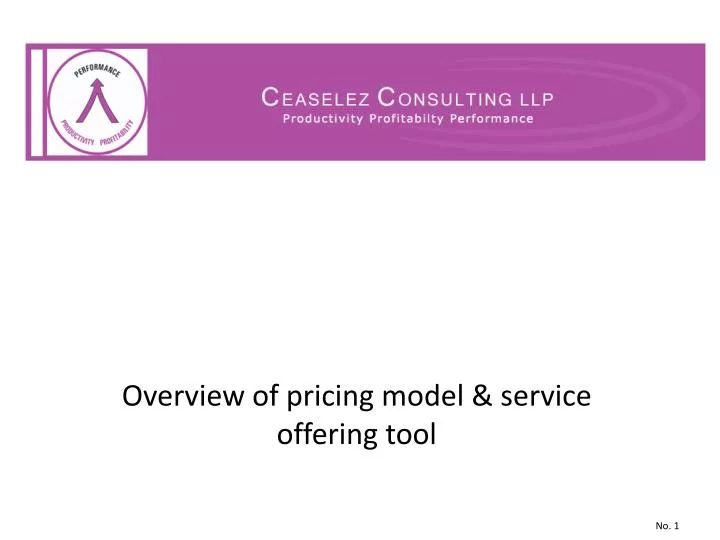 overview of pricing model service offering tool