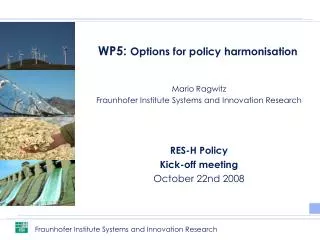WP5: Options for policy harmonisation